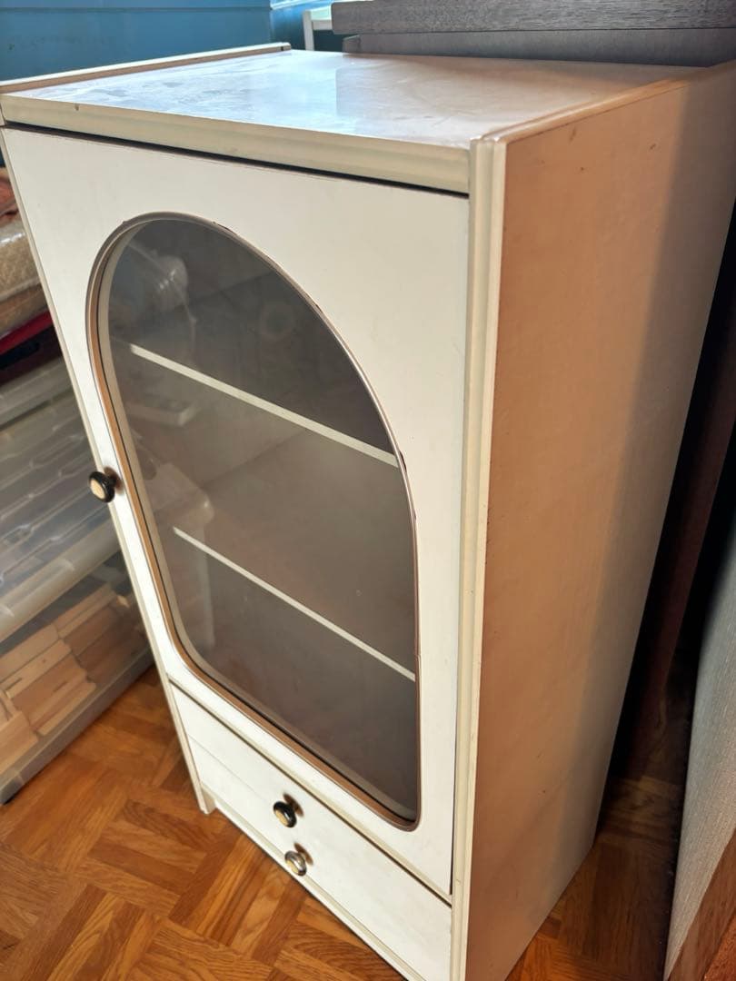 昭和レトロ 収納棚 食器棚 飾り棚 キャビネット ガラス戸 レトロポップ 当時物