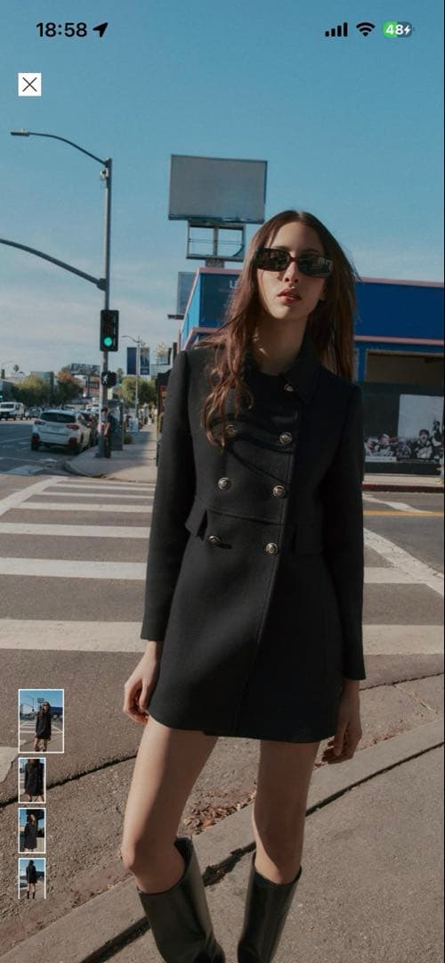 zara ザラ　ナポレオンコート　アウター　ブラック　XL