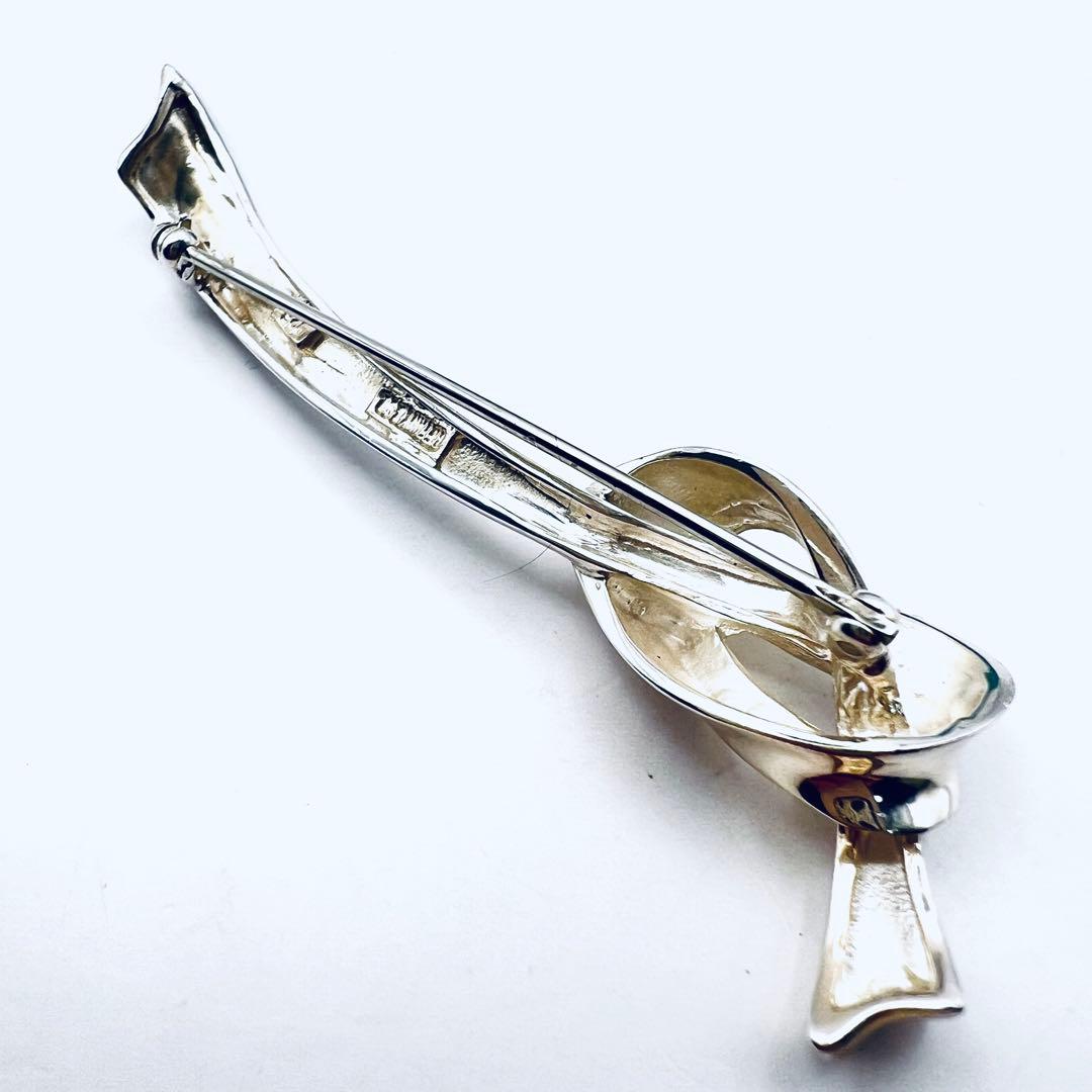 美品✨ティファニー　リボン　ピンブローチ　シルバー　Knot ヴィンテージ