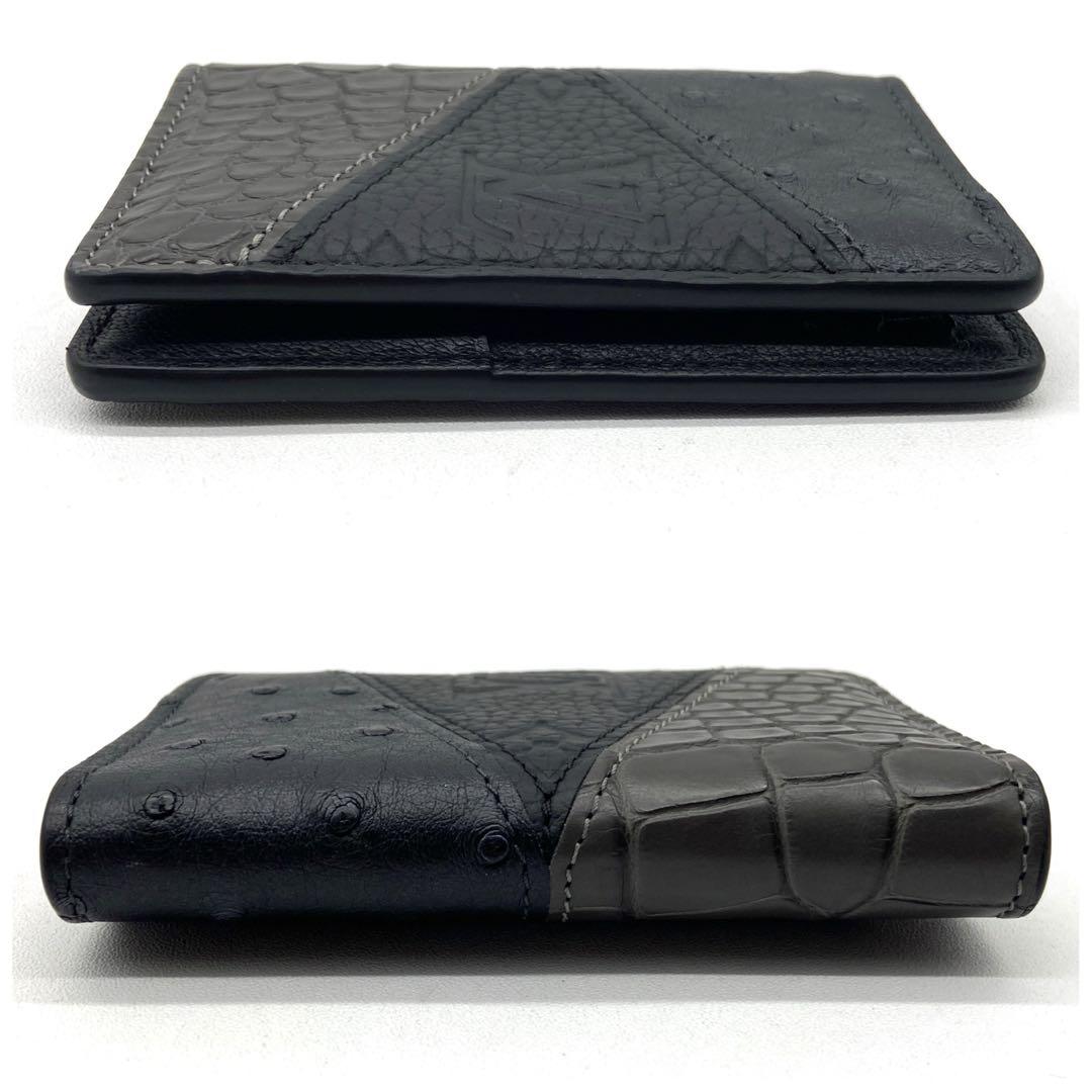 未使用級✨ヴィトン クロコ　オーストリッチ　アンプラント　カードケース　ブラック