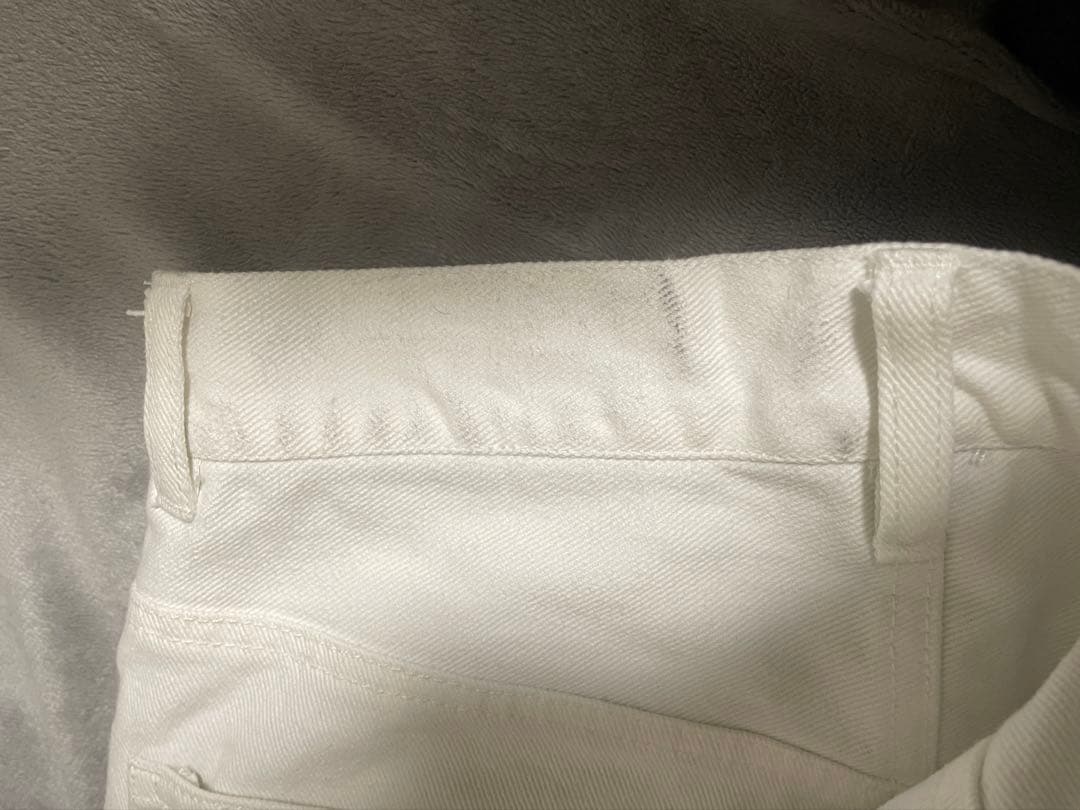 GRANCYスウェットドッキングデザインダメージバギーデニムパンツ ホワイト