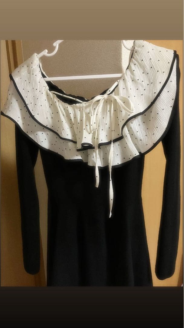 ワンピース M me eme Petite Dot Frill onepiece Black