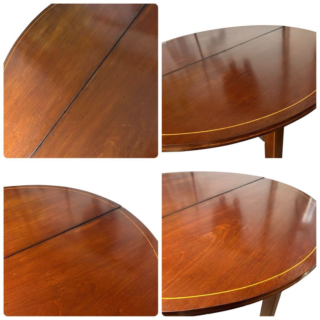 象嵌 ゲートレッグ コンソールテーブル 半円 折りたたみ 円形 アンティーク