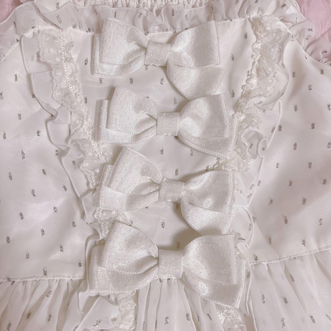 再*。様 【美品】BABY, ジャンパースカート＆リボンコーム　２点セット　白