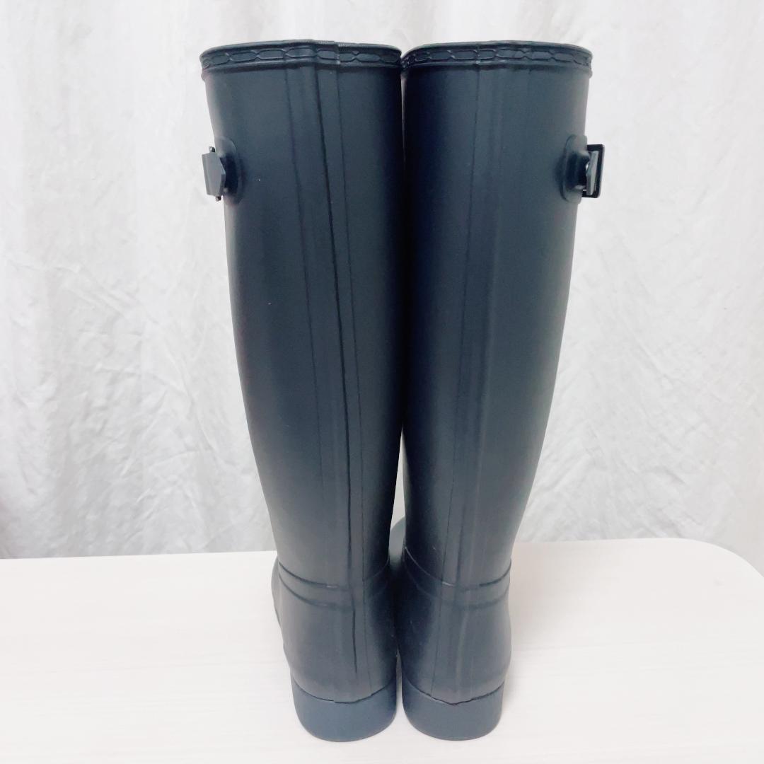【美品・箱付】HUNTER レインブーツ ロング ブラック 長靴 24.0cm