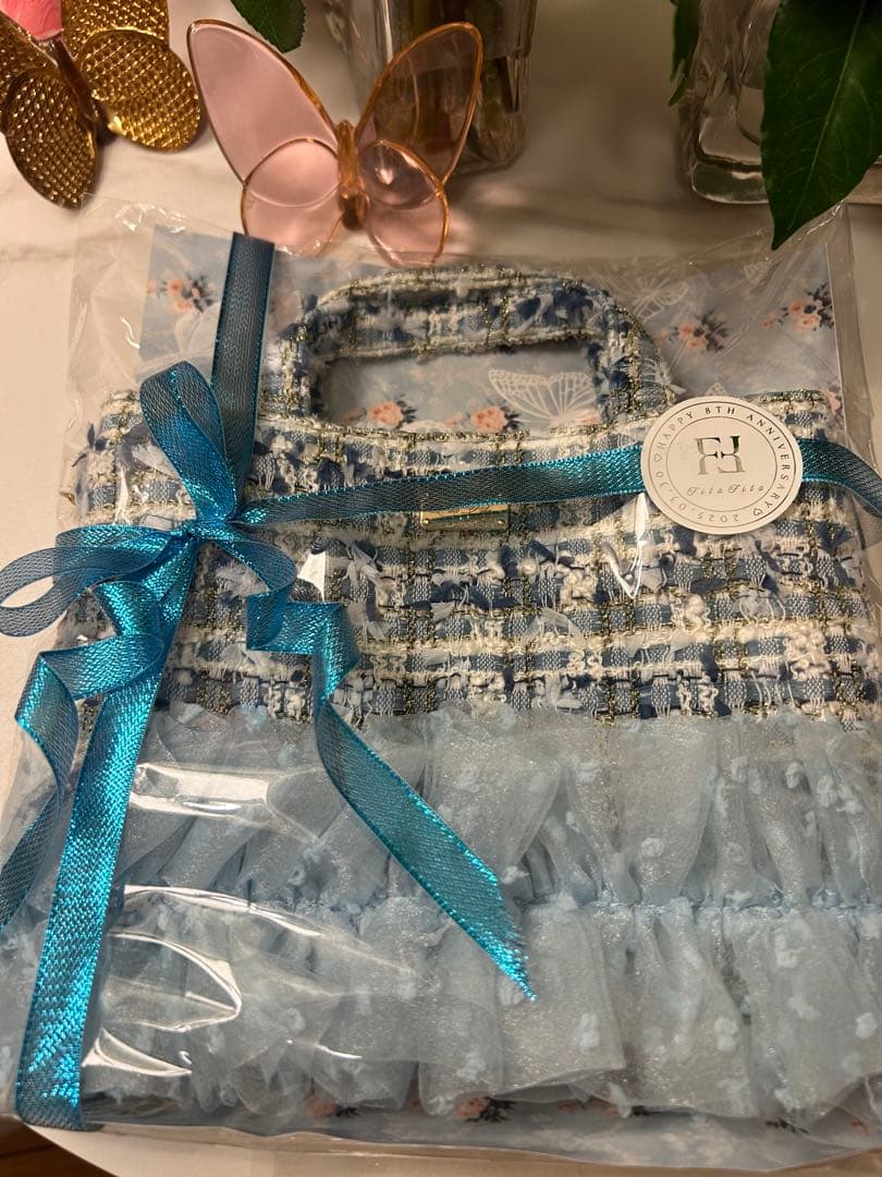 fitafita青系ツイードトートバッグ