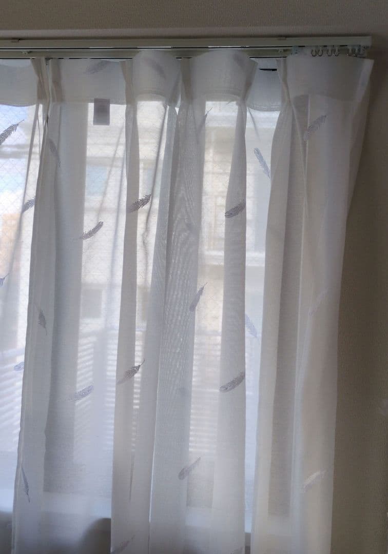 Ｕｓｅｄ　Ｆｒａｎｃｆｒａｎｃ　ボルダプルマレースカーテン③１７６ｃｍ✕２枚