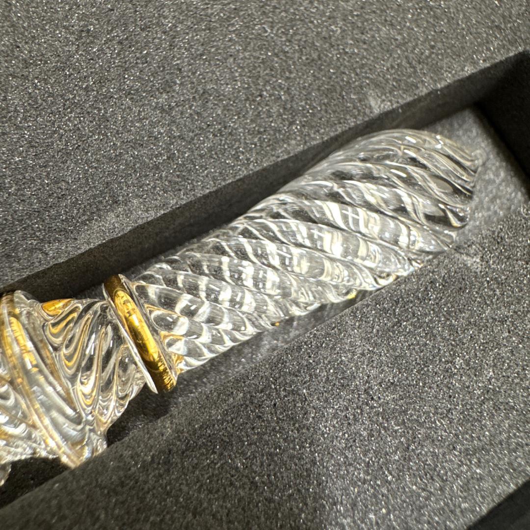 GA7126◆未使用 ガラス工房 LUC ガラスペン クリア ゴールドライン♪