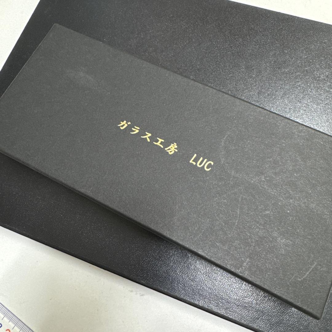 GA7126◆未使用 ガラス工房 LUC ガラスペン クリア ゴールドライン♪