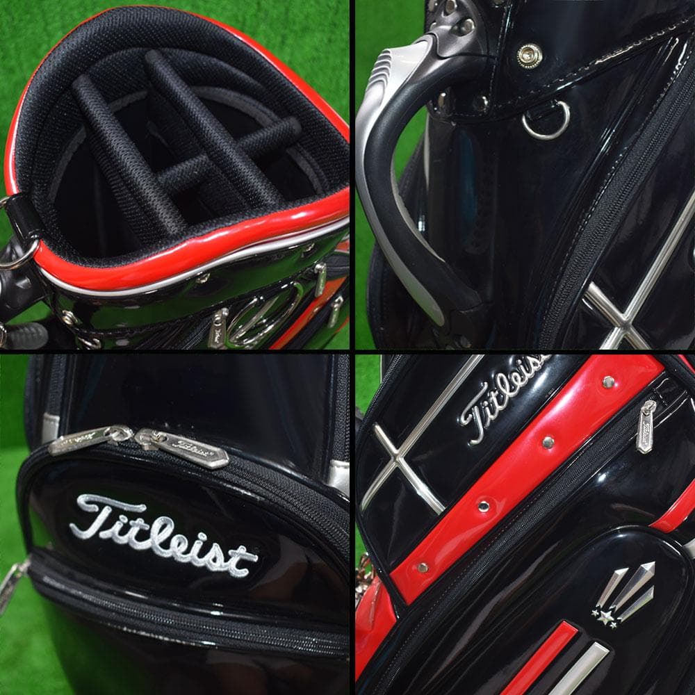 Titleist/タイトリスト エナメル キャディバッグ９型【黒×赤】美品！