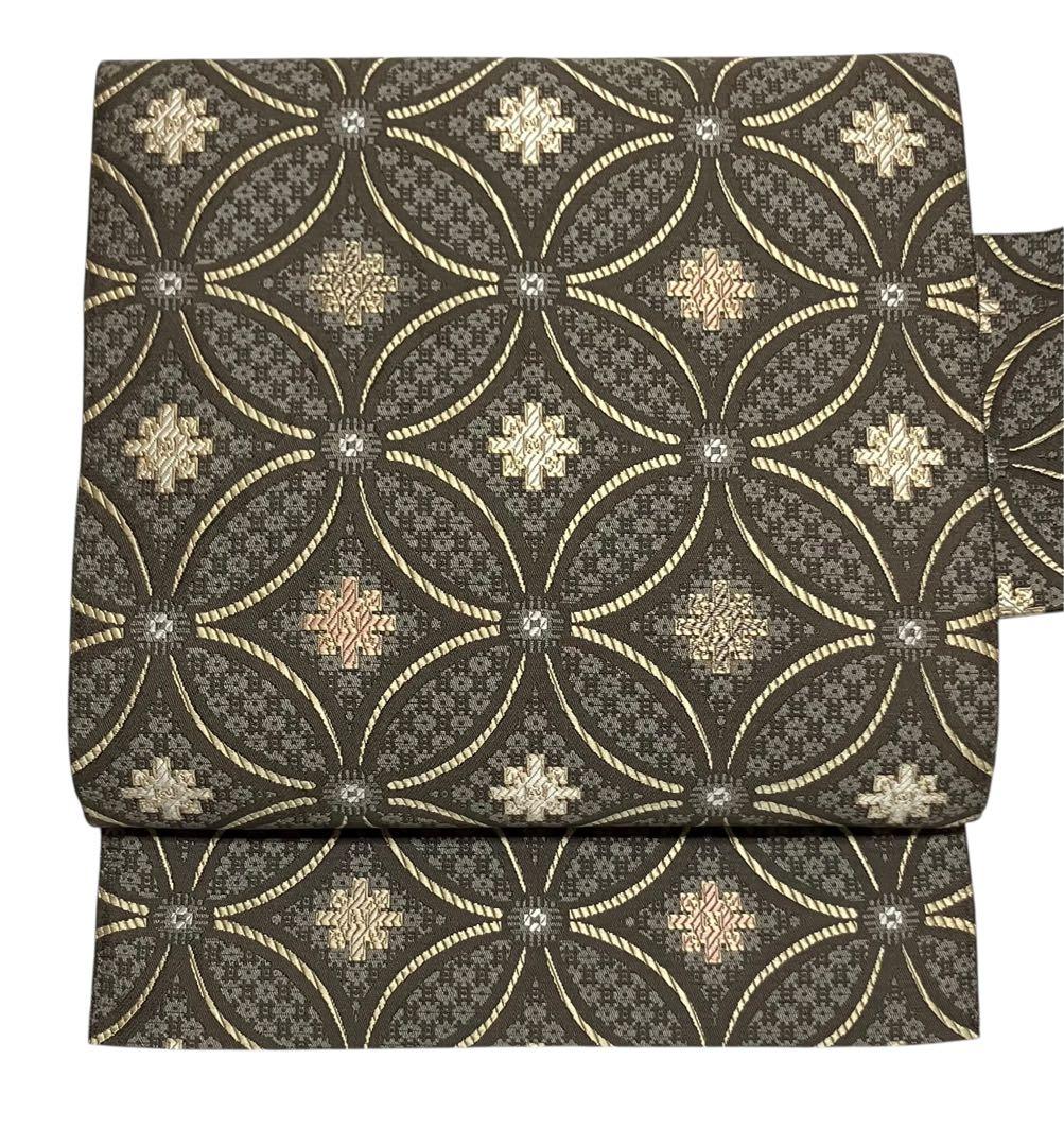 九寸名古屋帯 正絹 西陣 七宝 未使用 イ6526