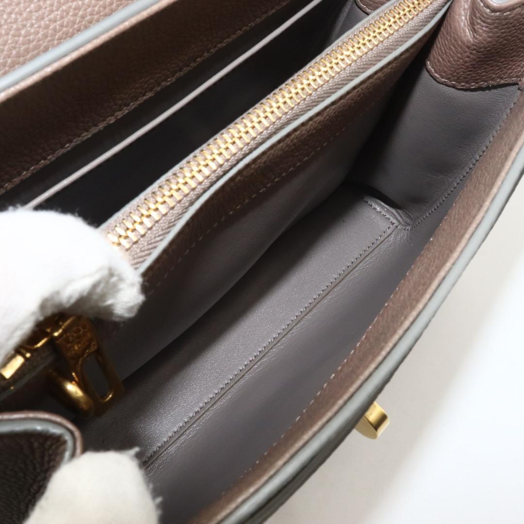 美品　セリーヌ　レザー　１６セーズ　スモール　２WAY ハンドバッグ　グレージュ