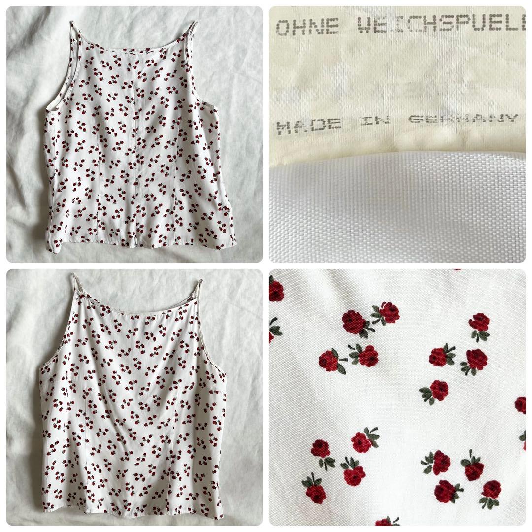 ドイツ製ヴィンテージ ローズ柄キャミソールトップス