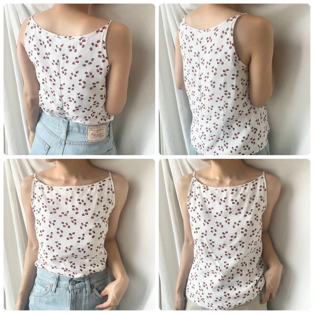ドイツ製ヴィンテージ ローズ柄キャミソールトップス
