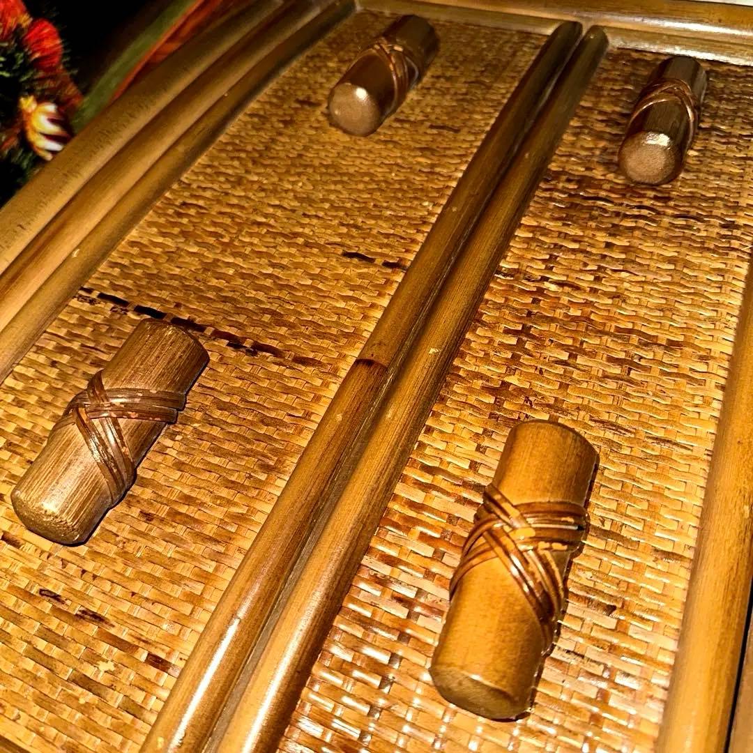 【即決】高価ラタン製　ベンチ型チェスト　収納付きレトロベンチ 安定感抜群〇