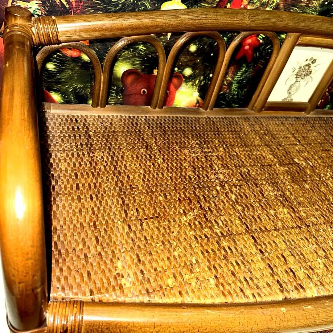 【即決】高価ラタン製　ベンチ型チェスト　収納付きレトロベンチ 安定感抜群〇