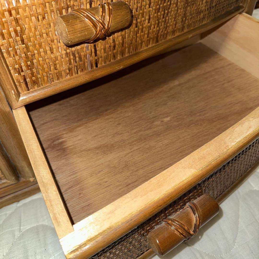 【即決】高価ラタン製　ベンチ型チェスト　収納付きレトロベンチ 安定感抜群〇