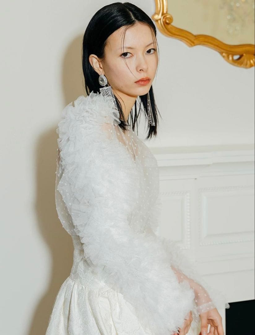 新品bibiy. CAMILLE SHEER TOP ホワイトチュールトップス