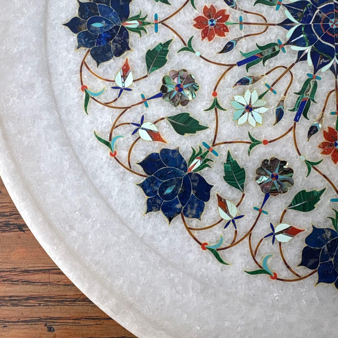 アグラ タージマハル 大理石 石象嵌 プレート 唐草模様 伝統工芸 インド