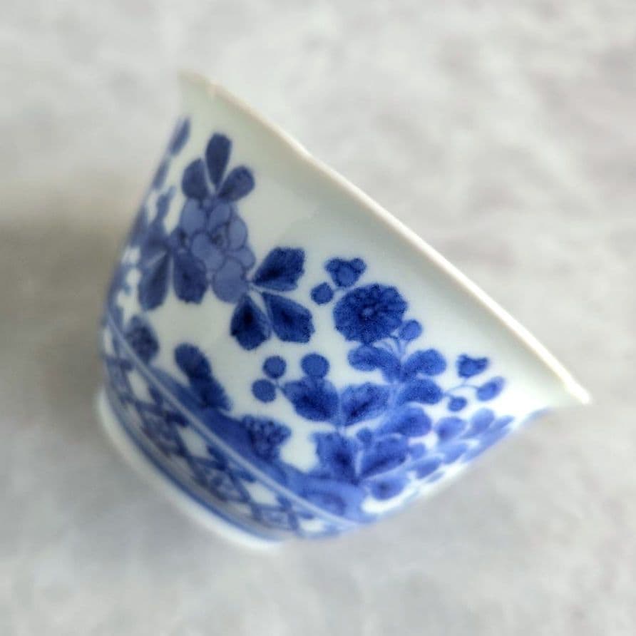 古伊万里　藍柿手　染付　向付　酒器　江戸時代　骨董　金直し　金継ぎ　アンティーク