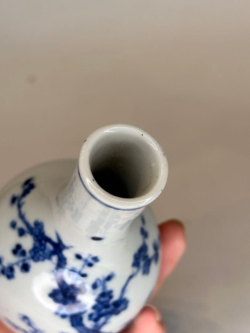 成化年製 底款 清時代 青花染付 小瓶 梅花文 中国古董品