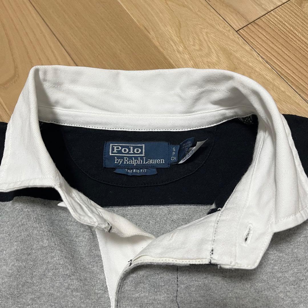 ポロ ラルフローレン ビッグフィット ストライプ ラグビー シャツ 裾ポニー S