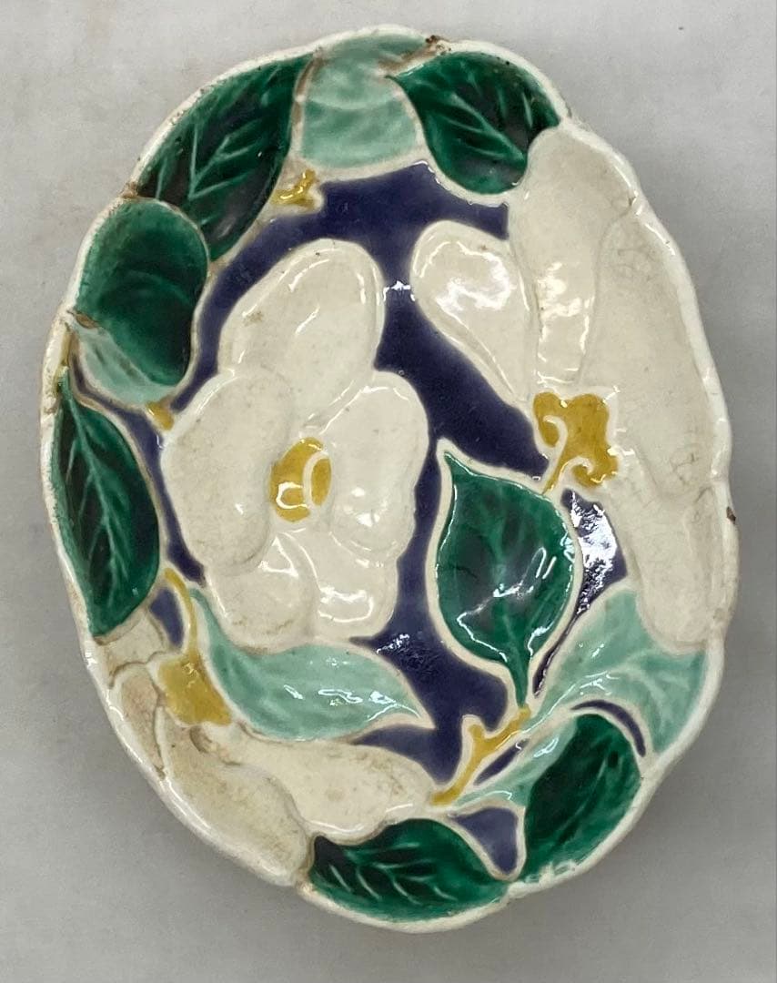 B389b 「椿図皿 5枚」九谷焼　金城製　春日山窯　青木木米　陶器　金沢