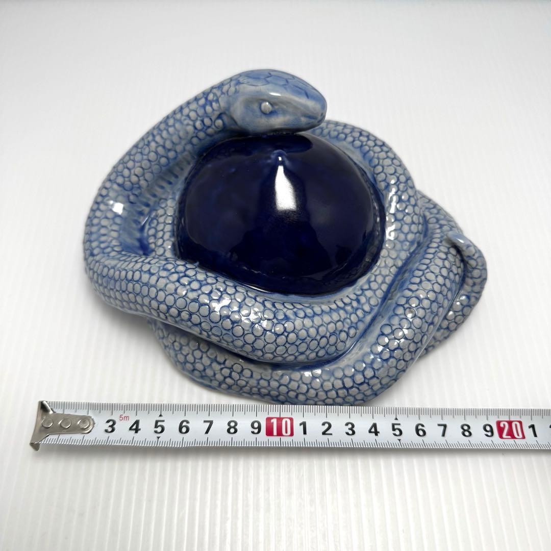 九谷焼 三代目 徳田八十吉 人間国宝 蛇 へび 干支 置物 共箱 説明書