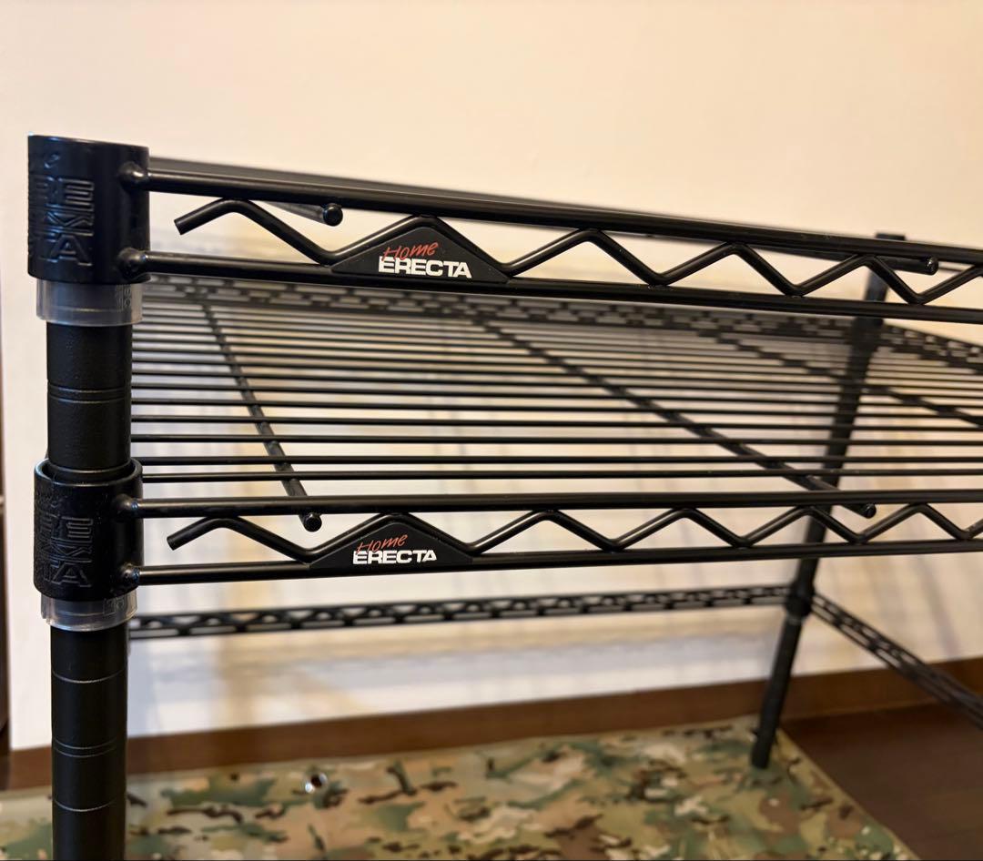 ホームエレクター ワイヤーシェルフx2 クロスバー ブラック 600x900 脚