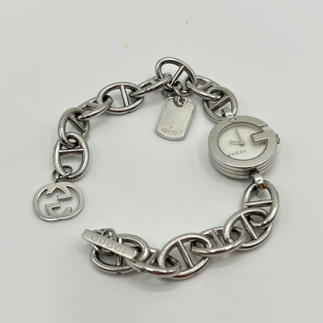 GUCCI 腕時計 チャームブレス ウォッチ GG シルバー 107