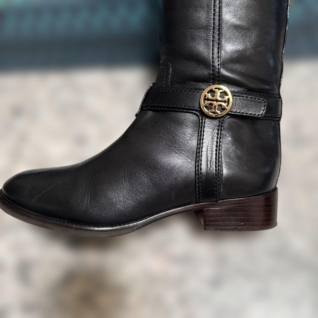 トリーバーチブラックレザー ロングブーツ