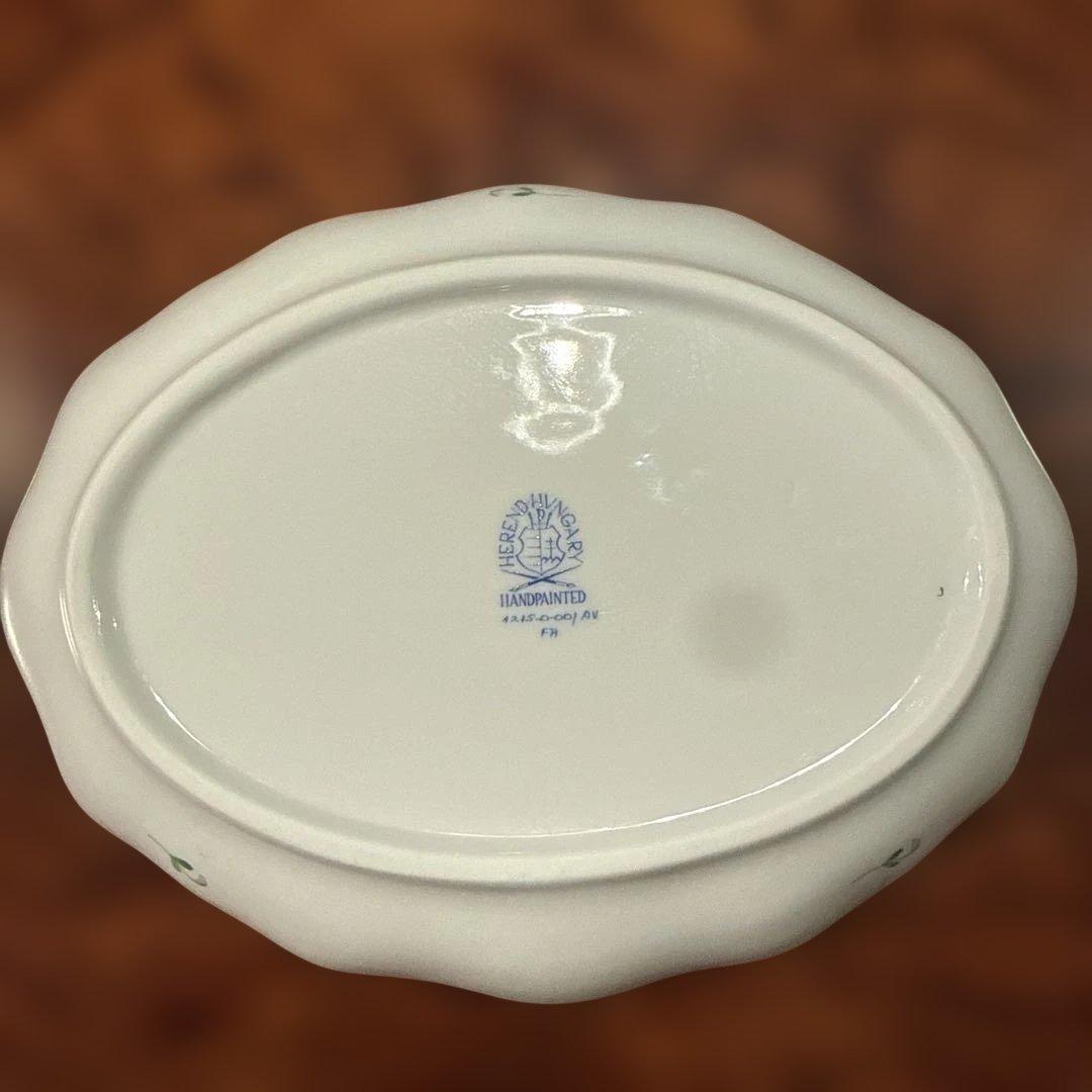 未使用ヘレンドHEREND アポニーグリーン　ケーキ皿　変形プレート　No.1