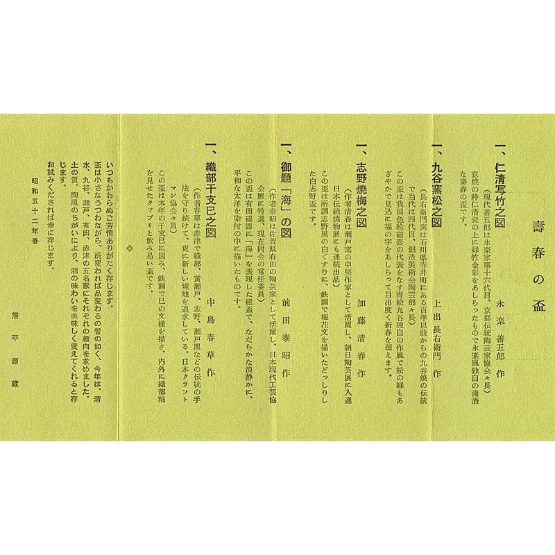 五名工　盃　永楽五名工　盃　永楽善五郎　上出長右衛門など　共箱　D　R4577