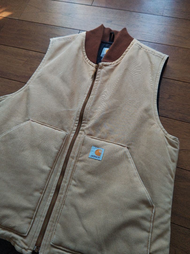 カーハート ダックベスト メキシコ製 ベージュ サイズ:M carhartt