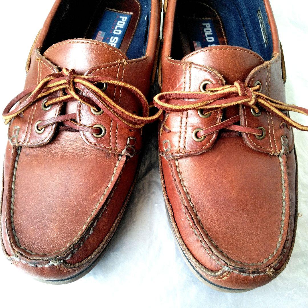 革質良好! ラルフローレン　ポロスポーツ　デッキシューズ　ブラウン　9D