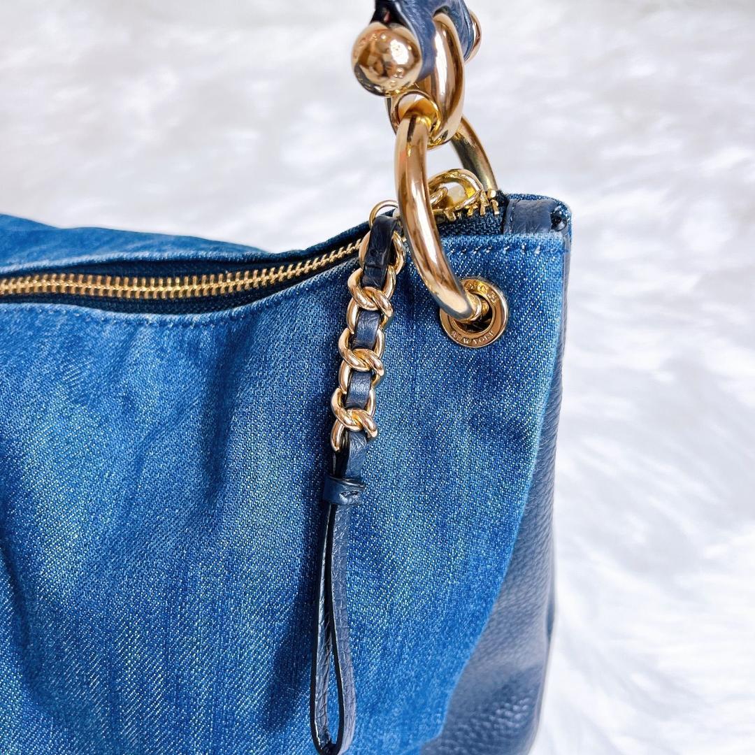 コーチ ショルダーバッグ　ハンドバッグ　2way デニム　レザー F66964