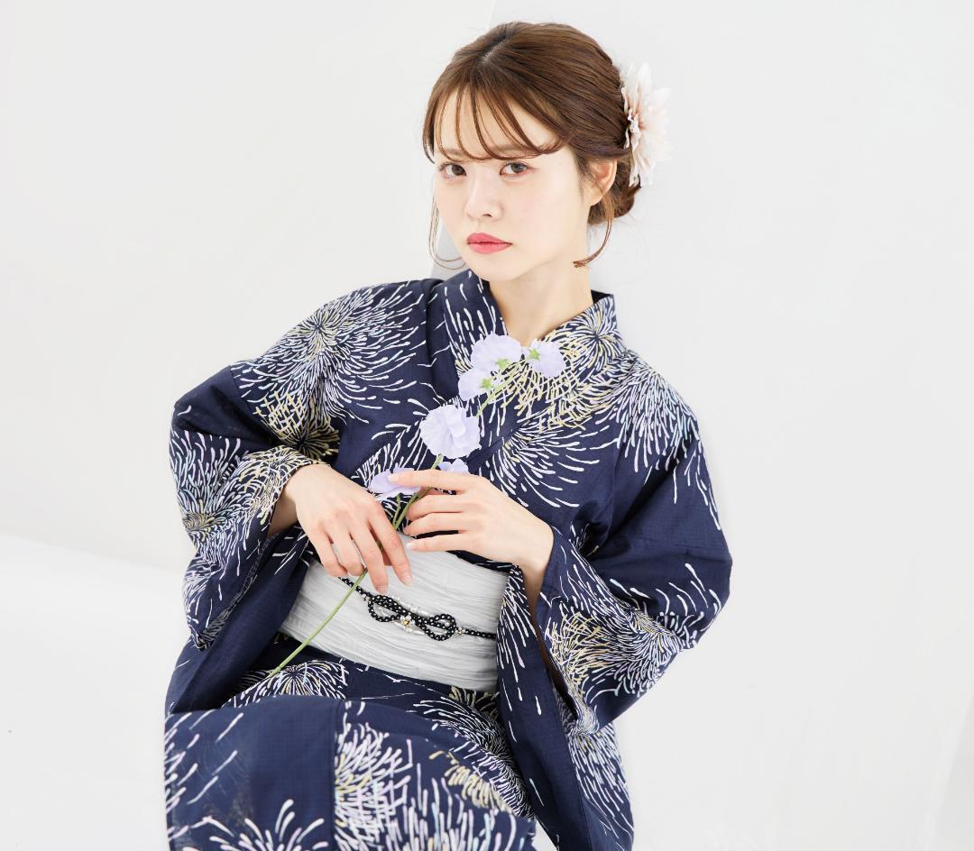 新品 浴衣 セット 浴衣セット ゆかた 大人 レディース 紺 花火 Y4-31