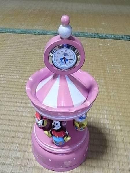 美品1983年開園当初◆TDL 木製オルゴール付置き時計ミッキー他 25.5ｃｍ