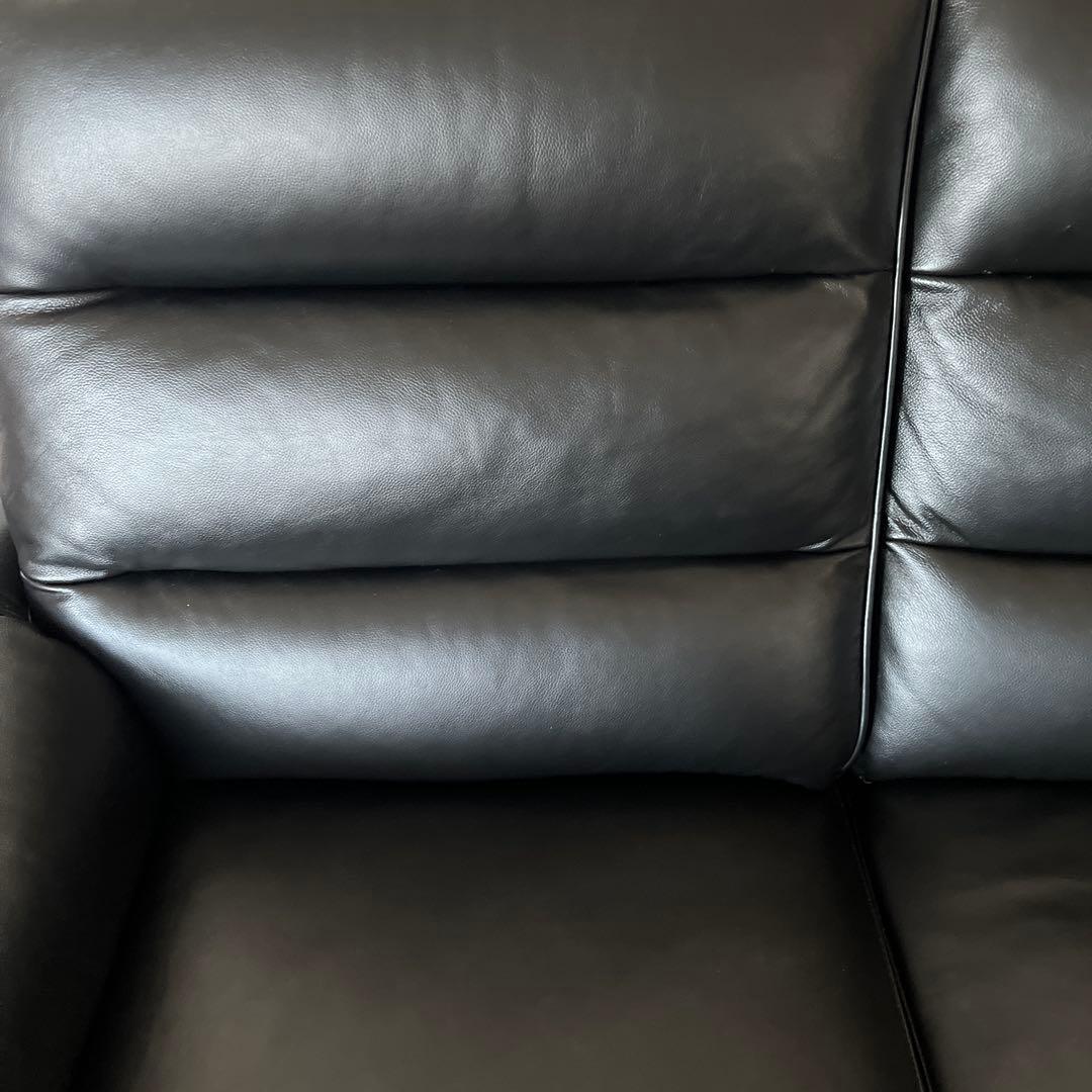 2人掛け右電動リクライニングソファ 本革(一部合成皮革)ブラック