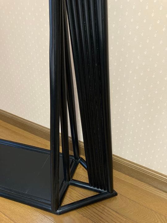 愛知県引き取り　昭和　籐　黒色　ハンガーラック　ハンガー5本付き　ラタン　木製