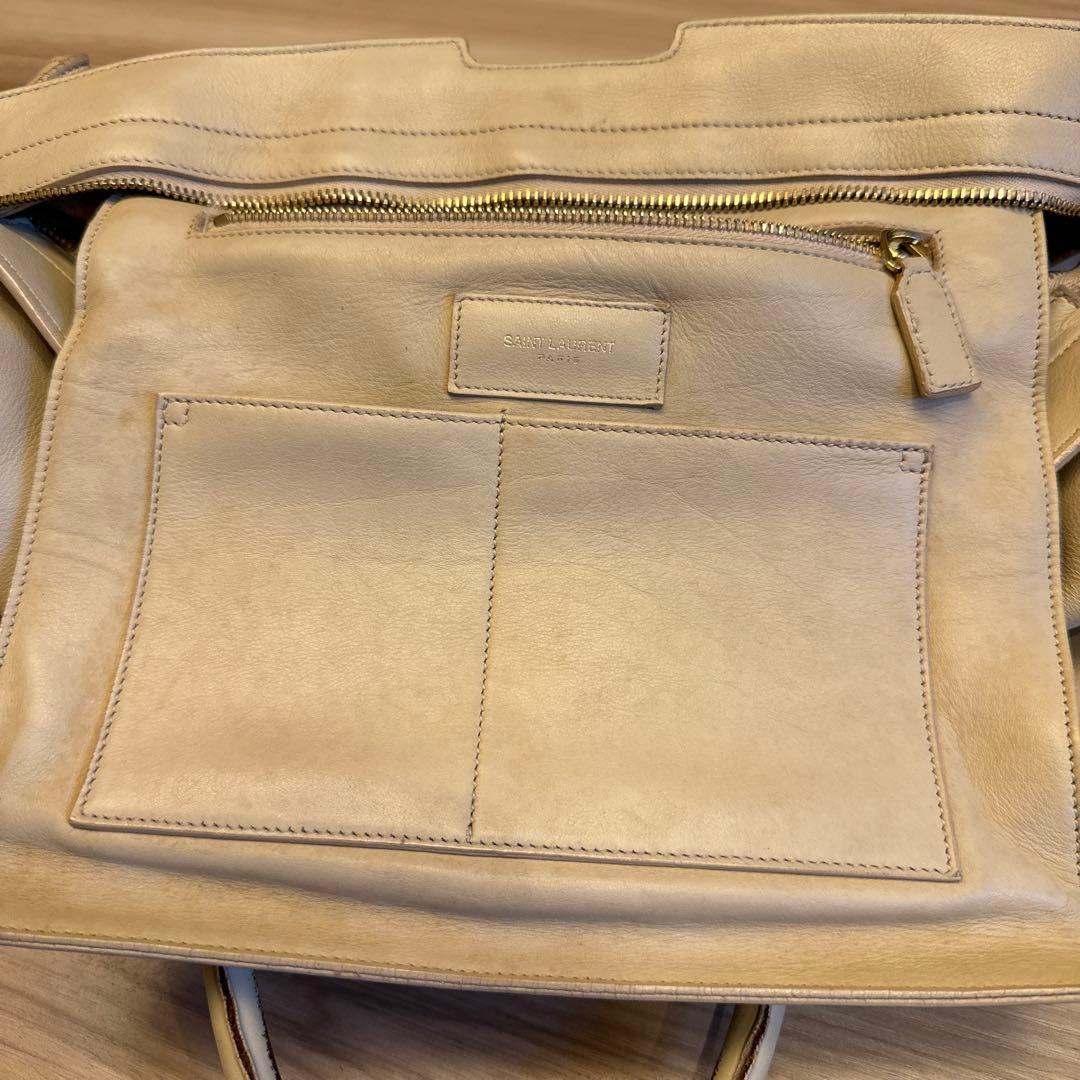 サンローラン　YVES SAINTLAURENT Yラインハンドバッグベージュ