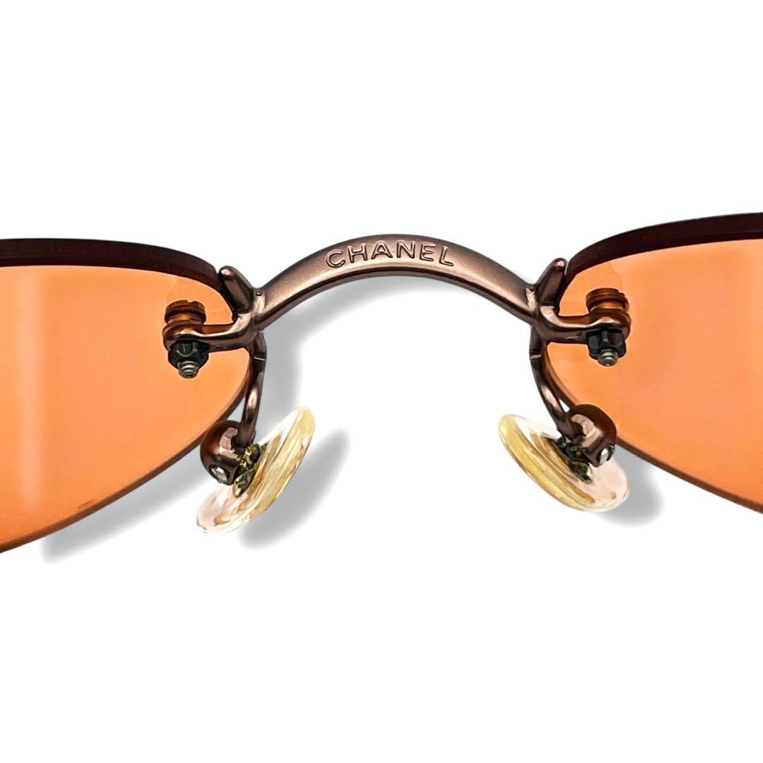 【希少】シャネルサングラス ココマーク リムレス オレンジ系 ヴィンテージY2K