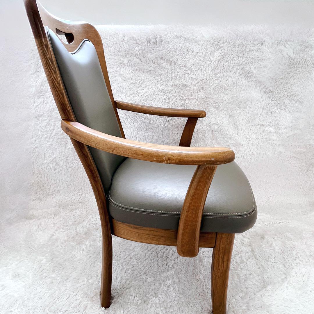 【皇室御用達】浜本工芸　ダイニングチェア　DC-1800 カーキ 肘置き付き