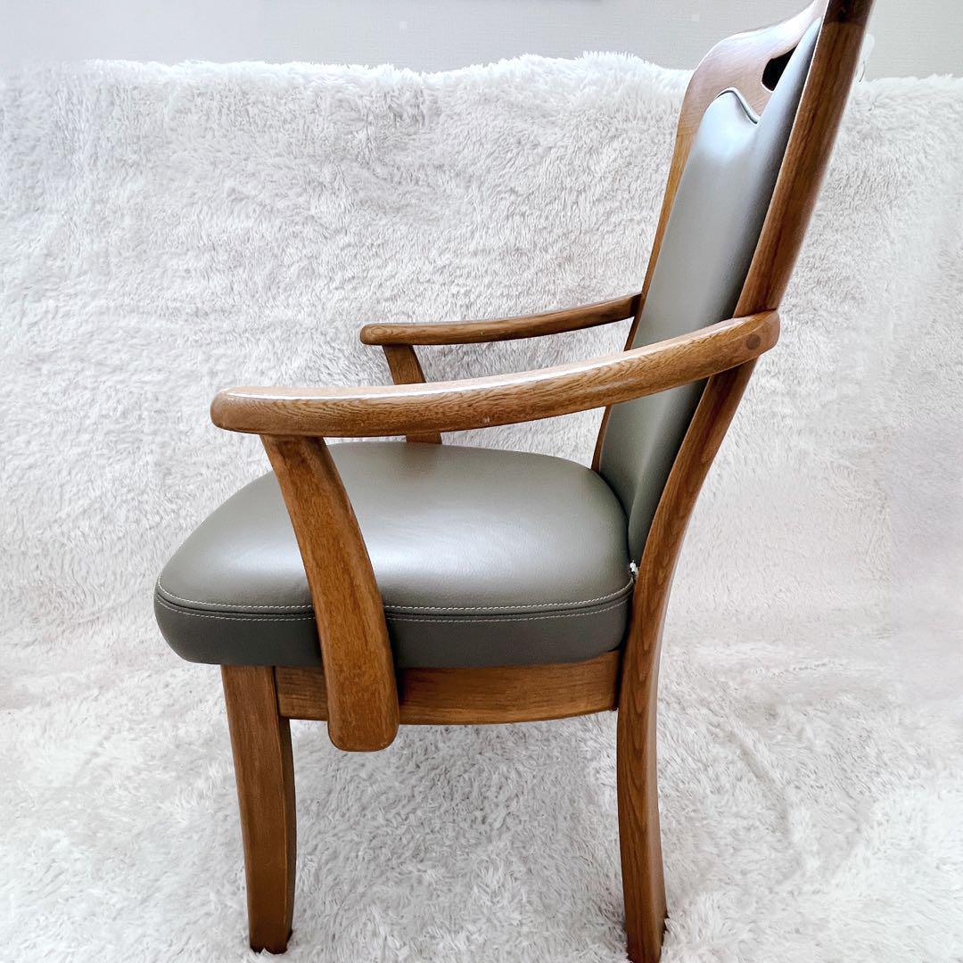 【皇室御用達】浜本工芸　ダイニングチェア　DC-1800 カーキ 肘置き付き