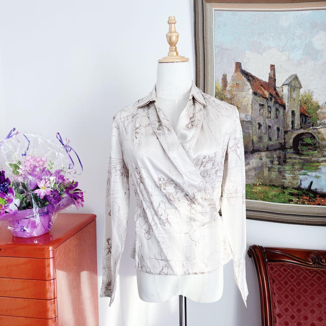 極美品　Hermèsシルク カシュクールジャケット パールボタン