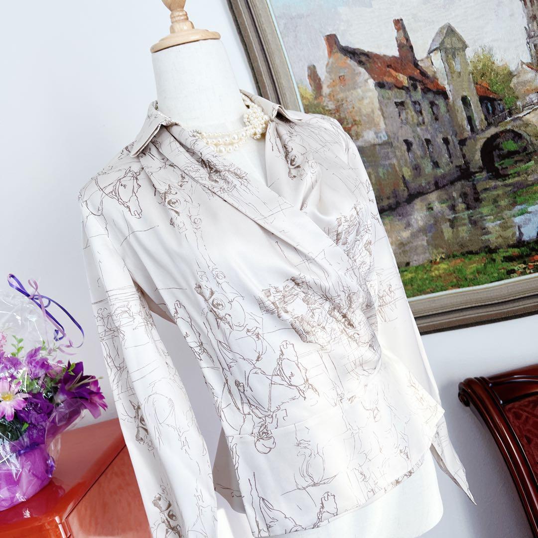 極美品　Hermèsシルク カシュクールジャケット パールボタン