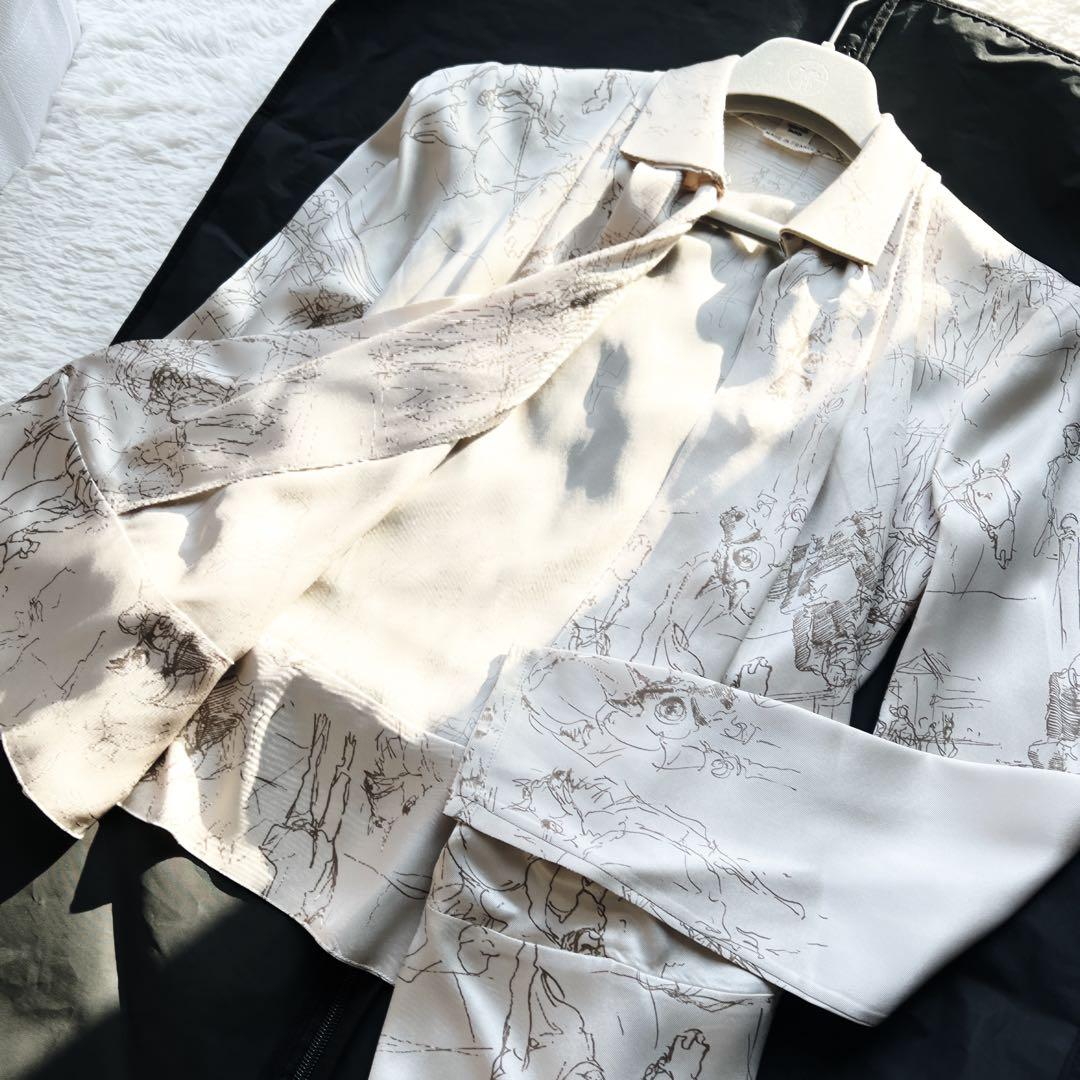 極美品　Hermèsシルク カシュクールジャケット パールボタン