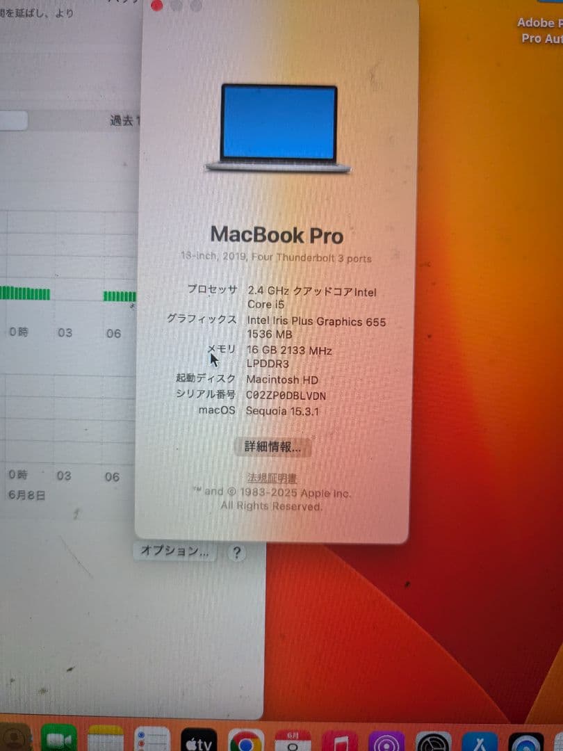 MacBook本体 MacBook Pro 2019 2.4GHz Corei516GB/512GB