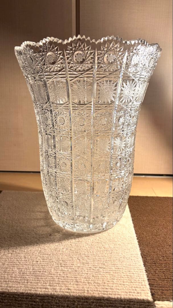特大　ボヘミアクリスタルグラス　PK500 花瓶　フラワーベース　重さ約4キロ