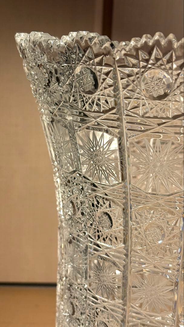 特大　ボヘミアクリスタルグラス　PK500 花瓶　フラワーベース　重さ約4キロ